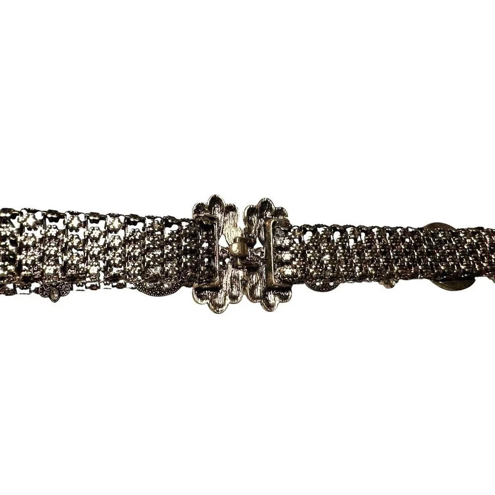 Vintage 90s womens belt ornate filigree bronze art deco size small maximalist